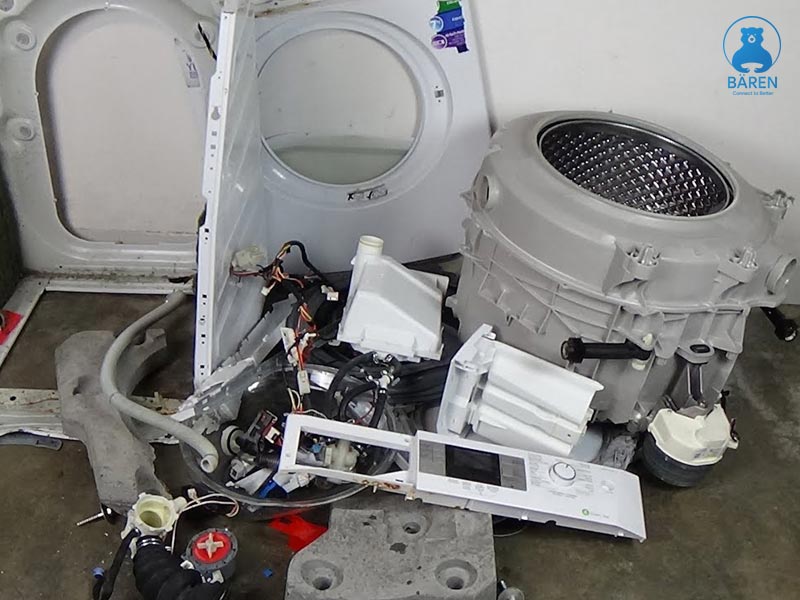 Máy giặt không quay do hư hỏng các linh kiện bên trong