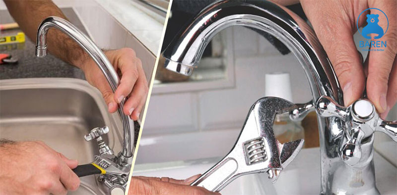 Tháo tay vặn vòi nước khi sửa